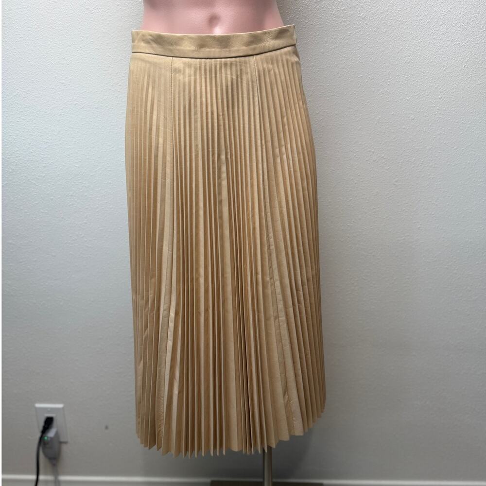 August Getty Atelier Accordion Pleat Leather Maxi Skirt Nude Women's US XS